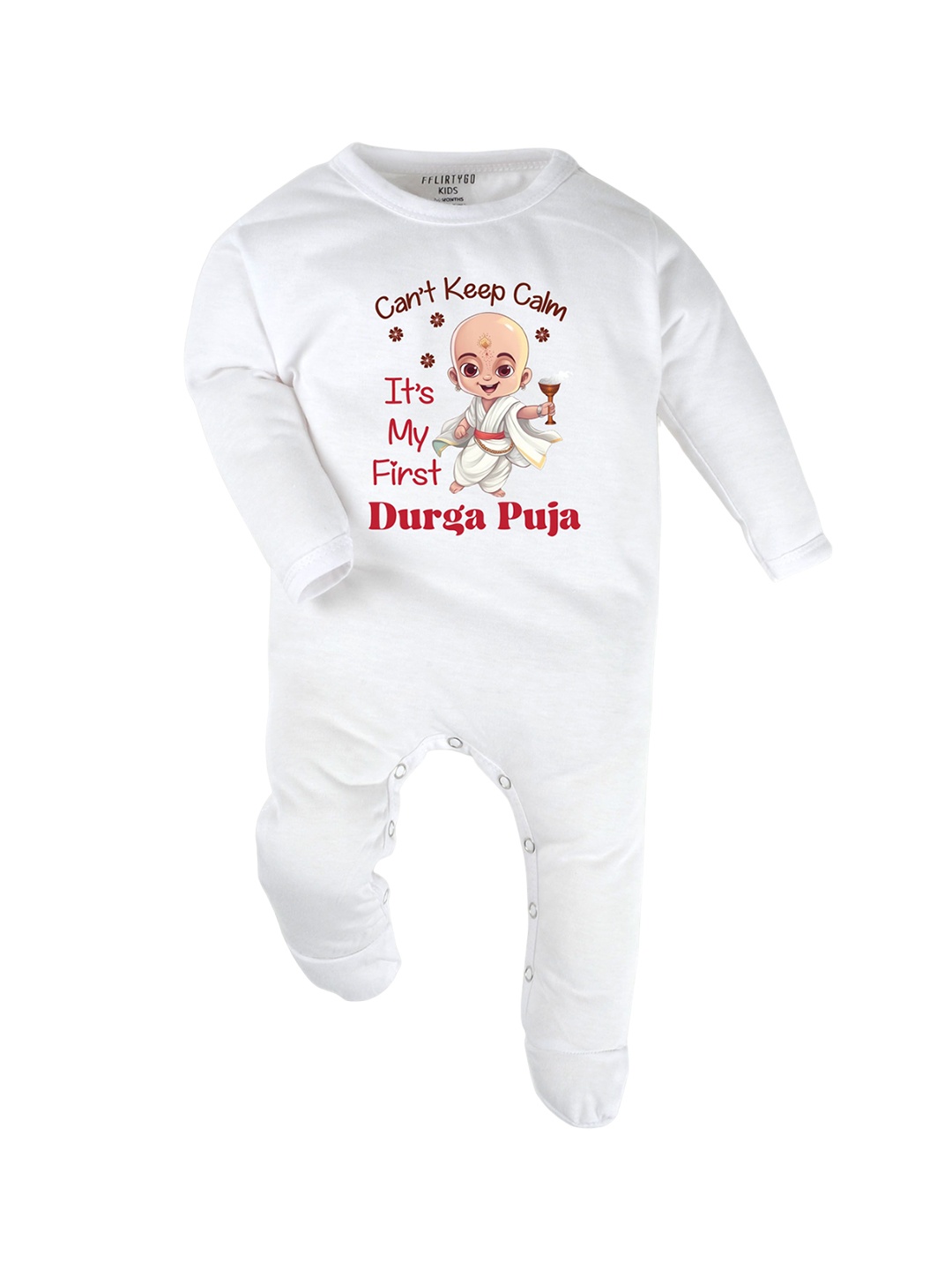 

FFLIRTYGO Infants Printed Cotton Sleepsuit, White