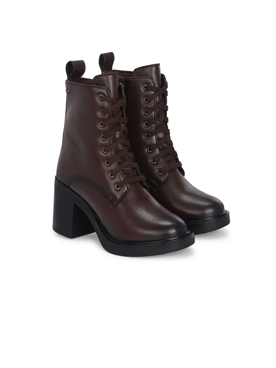

Delize Women Casual Block Heeled High-Top Regular Boots, Brown