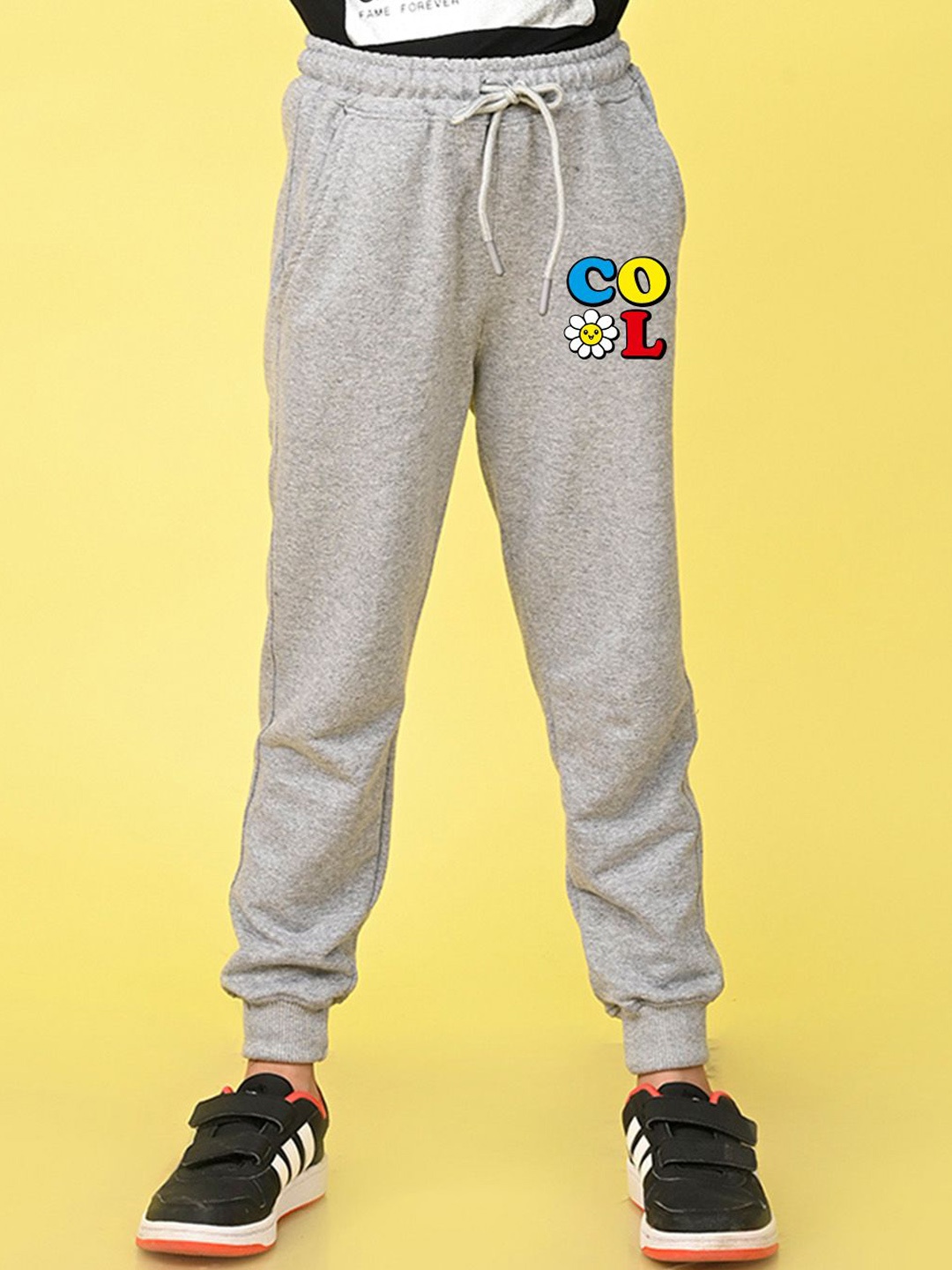 

NUSYL Girls Graphic Printed Regular Fit Jogger Track Pants, Grey