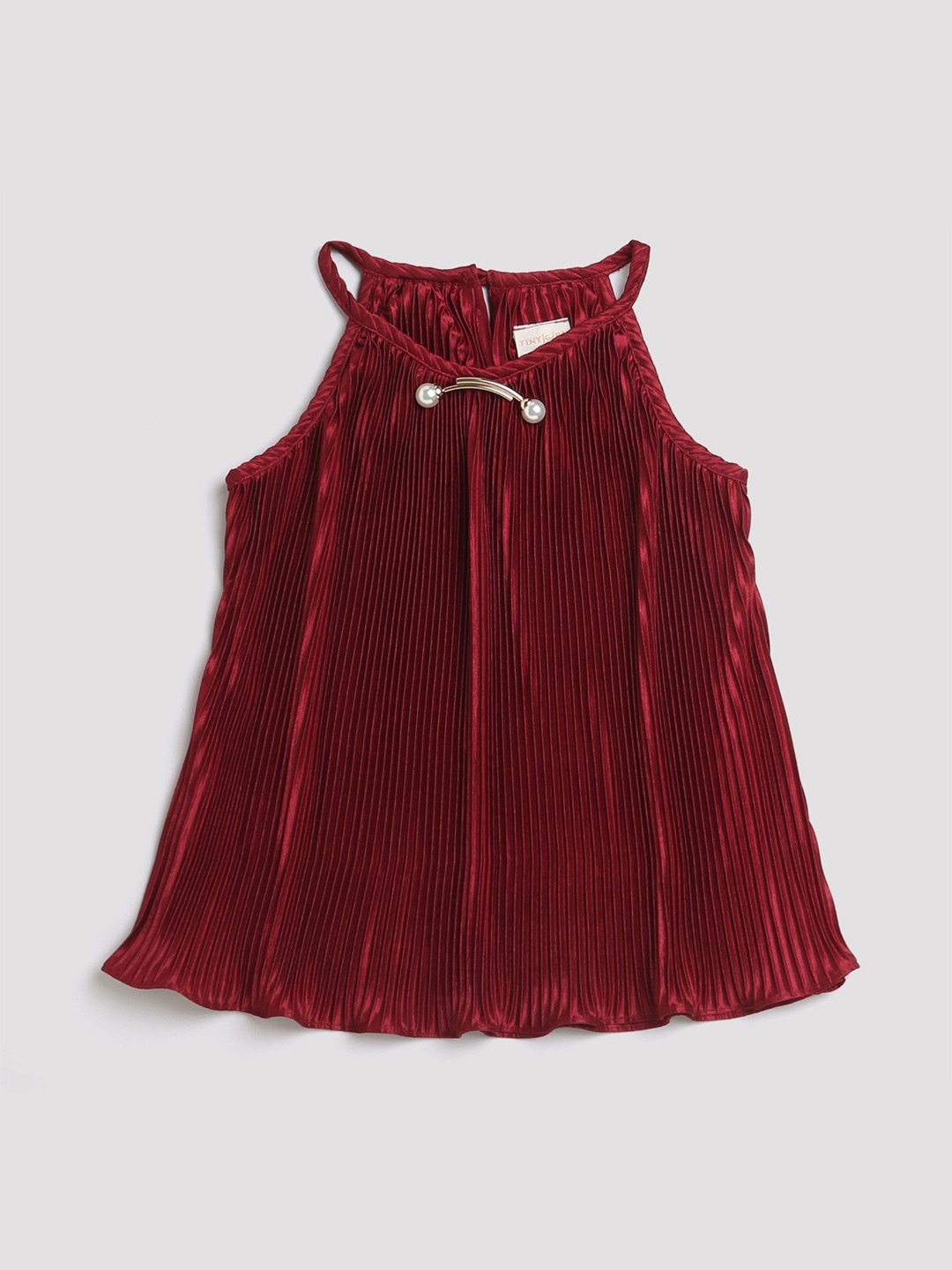 

Tiny Girl Self Design Halter Neck Top, Maroon