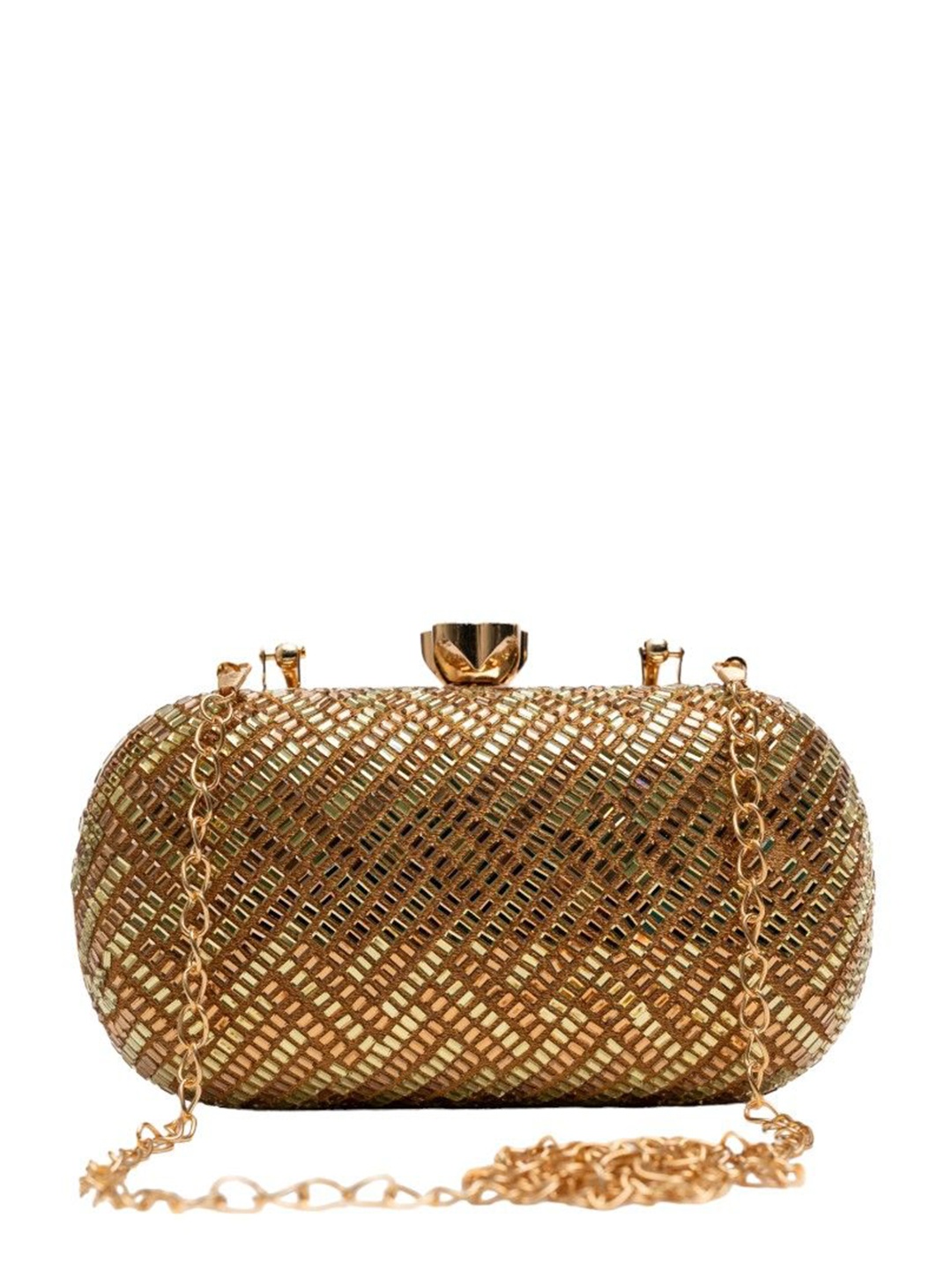 

Vdesi Radiant Brown Embellished Box Clutch