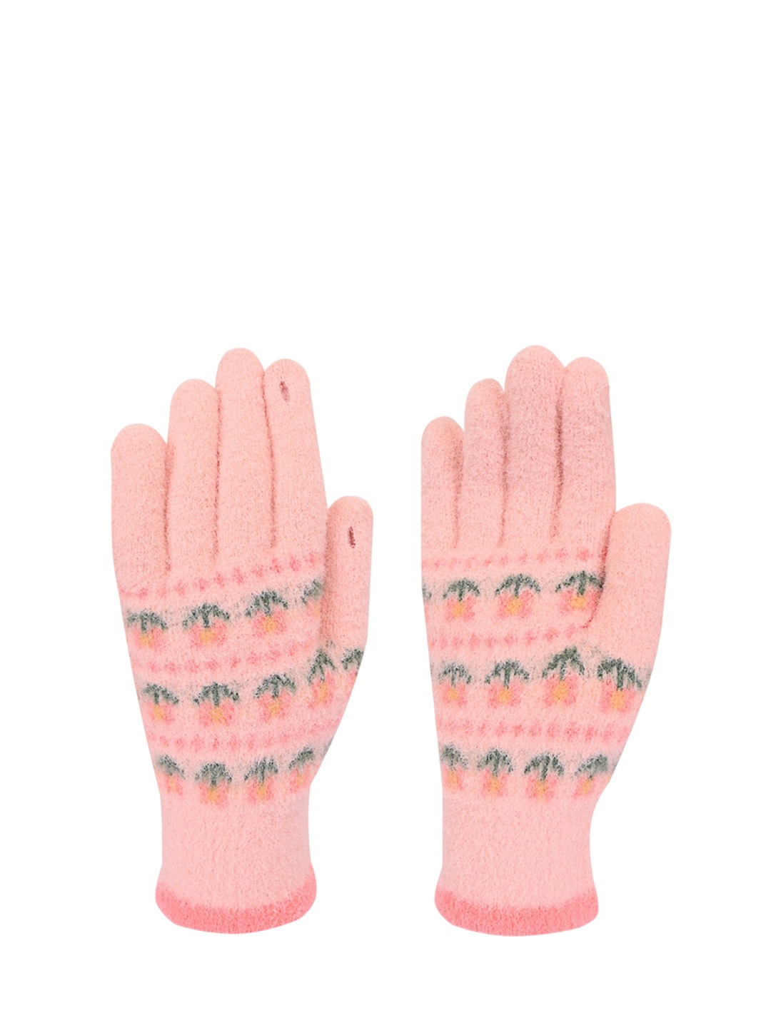 

LOOM LEGACY Women Patterned Acrylic Winter Gloves, Pink