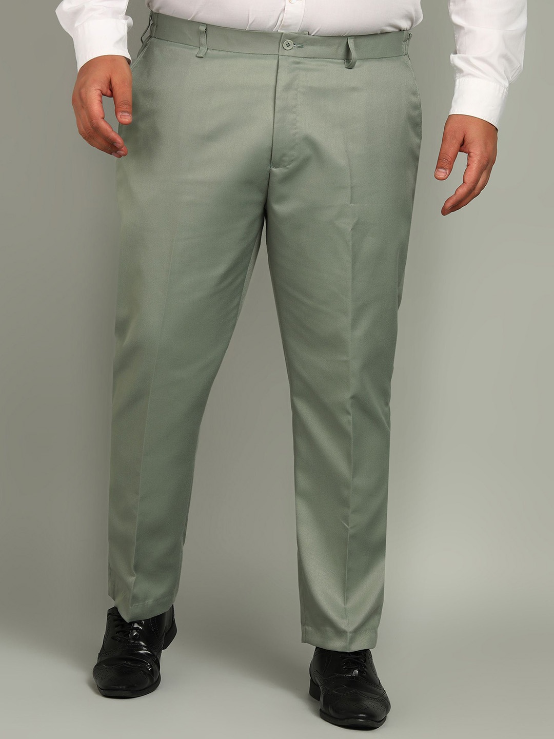 

VEI SASTRE Men Plus Size Light Green Formal Trouser, Olive