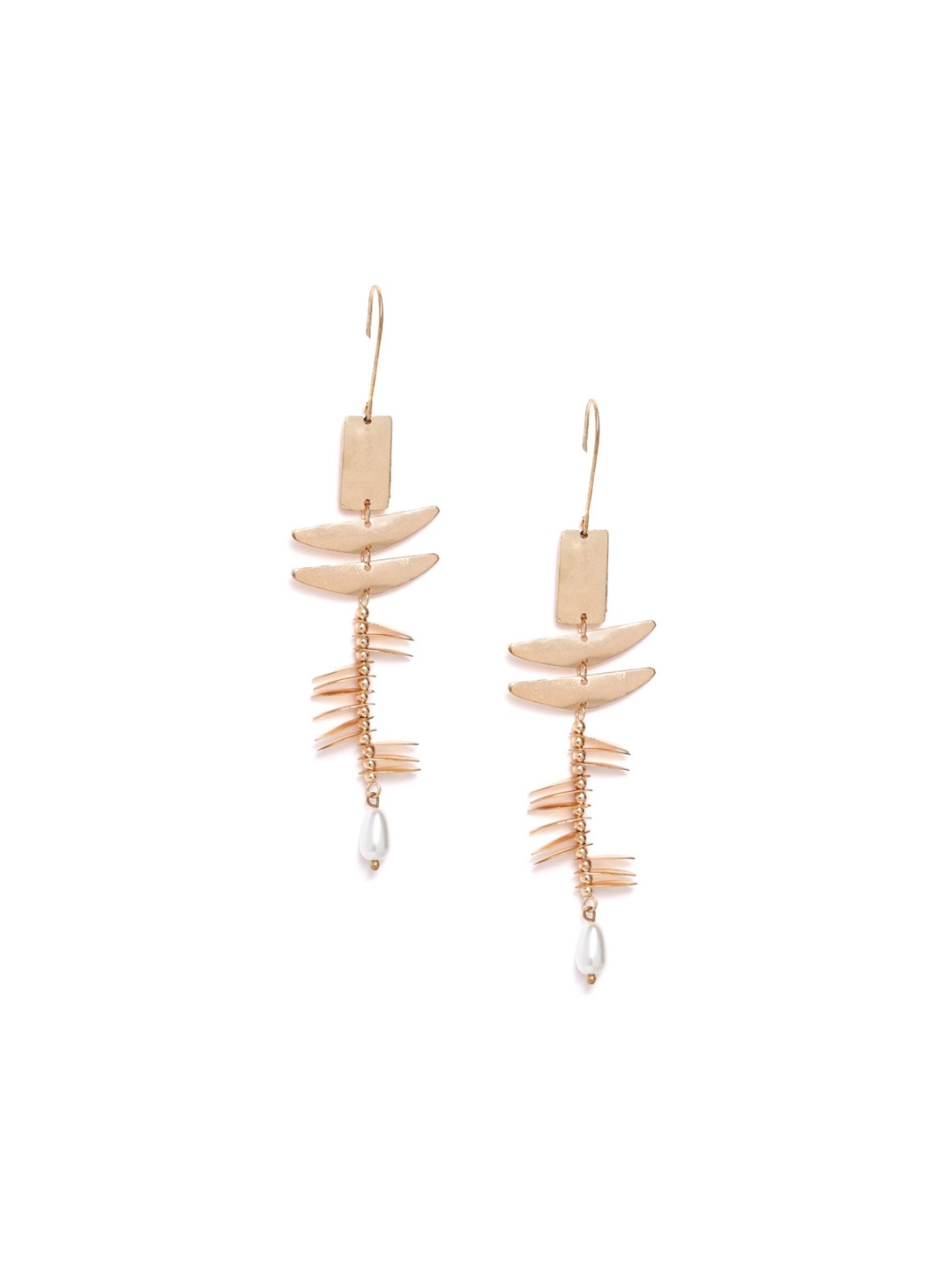 

KPOP Rose Gold Plated Beaded Contemporary Drop Earrings