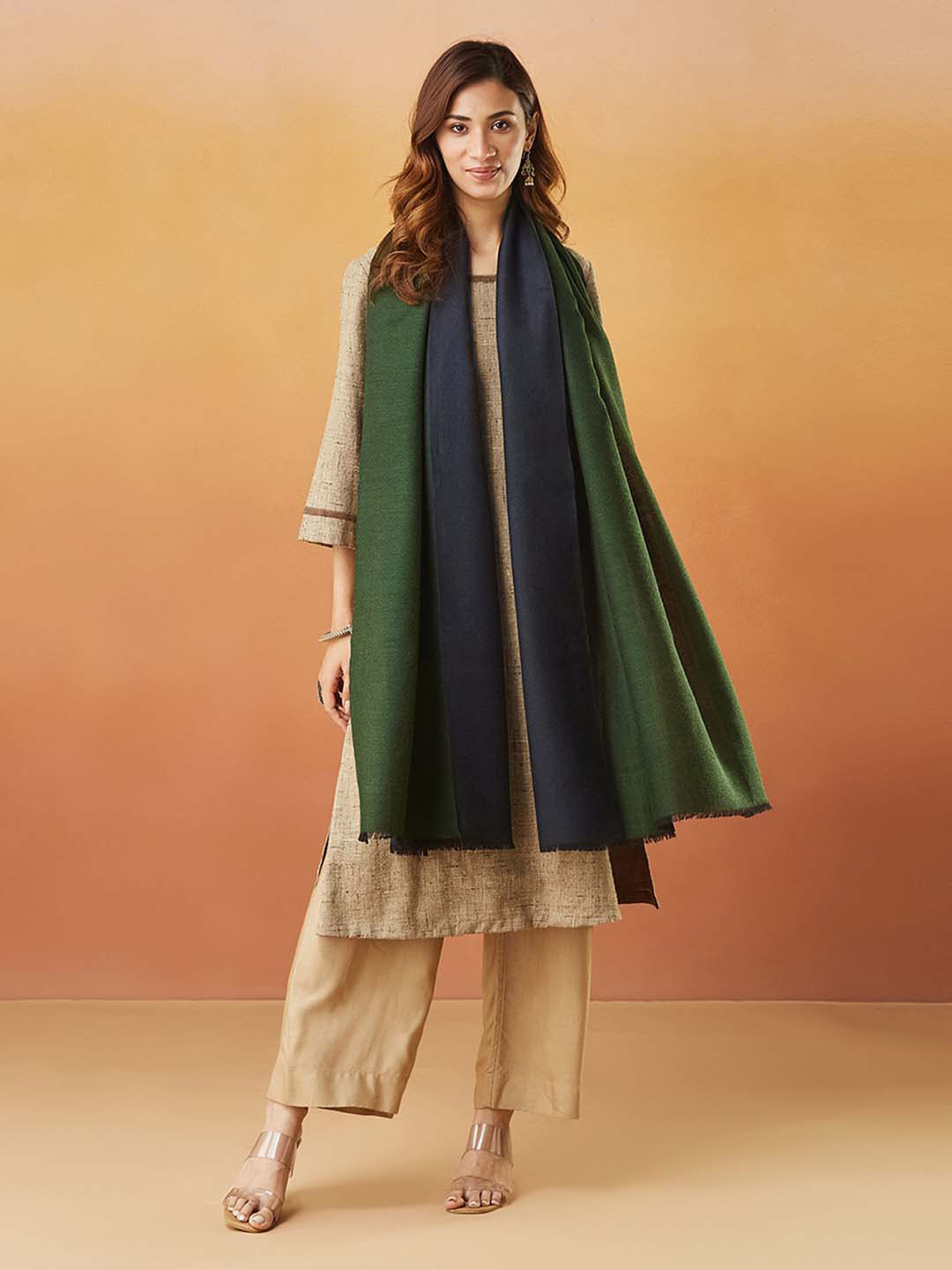 

Fabindia Women Woven Design Shawl, Green