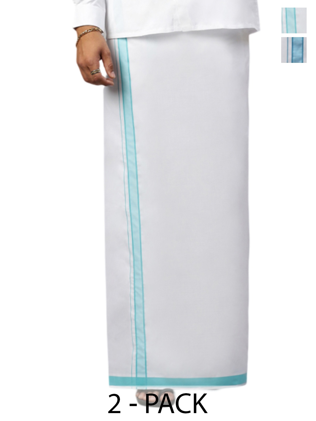 

Ramraj Pack of 2 Men Solid Dhoti with Border, White
