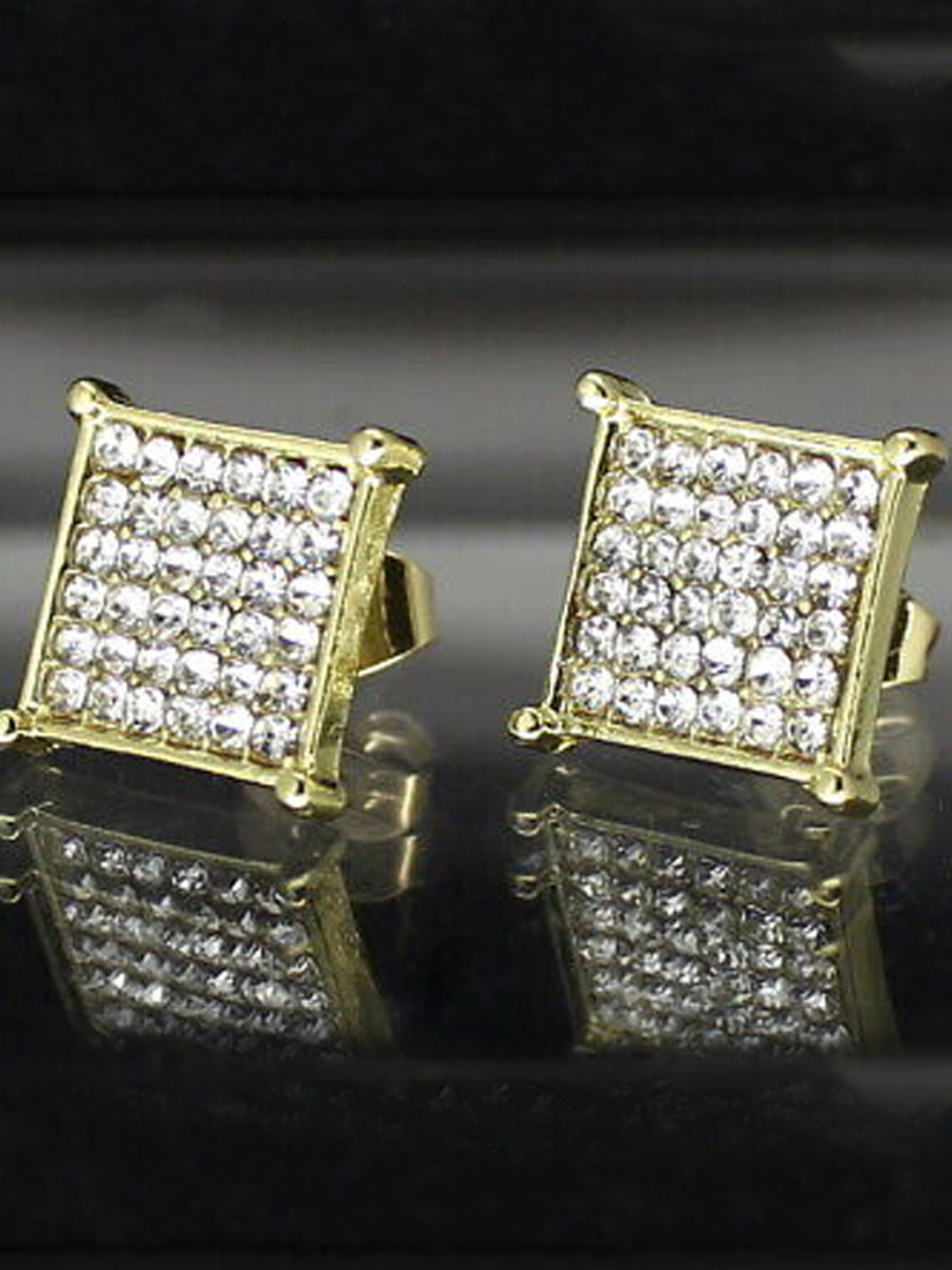 

Krelin Men Artificial Stones Square Shaped Studs, Gold