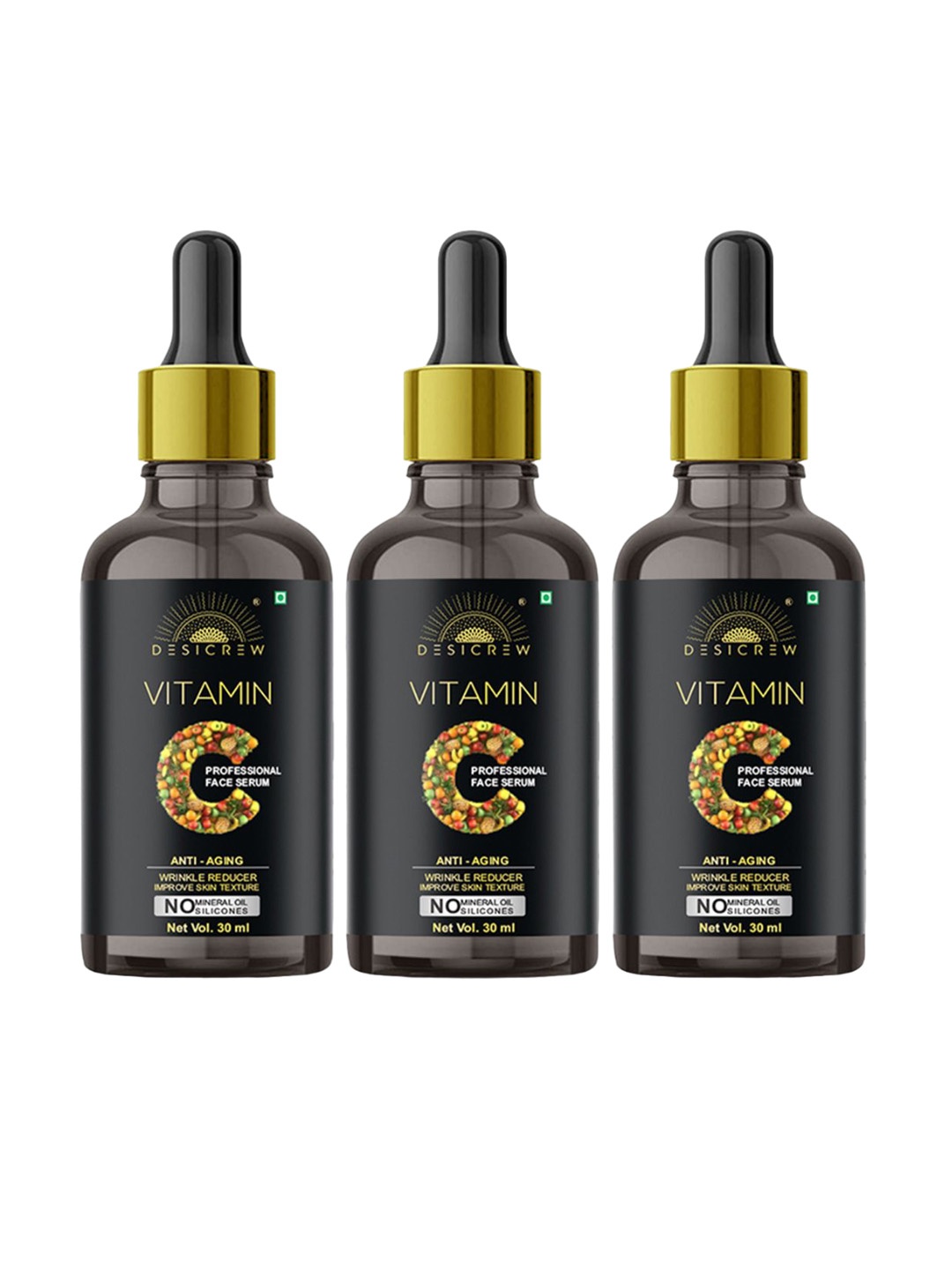 

Desi Crew Set Of 3 Vitamin C Professional Face Serum - 30 ml Each, Transparent