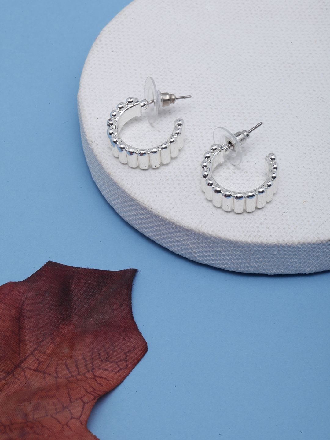 

KPOP Silver Plated Circular Half Hoop Earrings