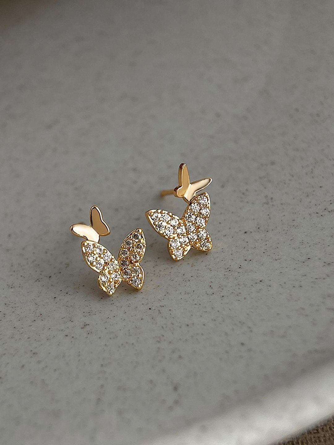 

Krelin Gold Plated Cubic Zirconia Butterfly Shaped Studs