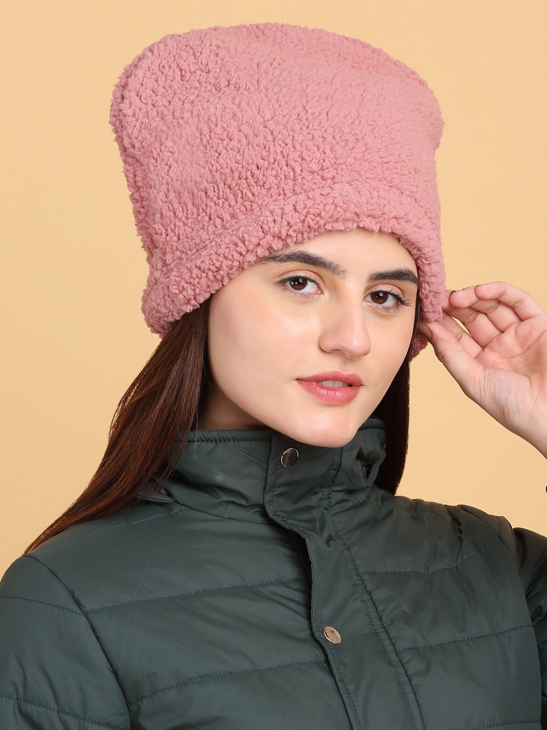

KLOTTHE Women Woollen Beanie Caps, Pink