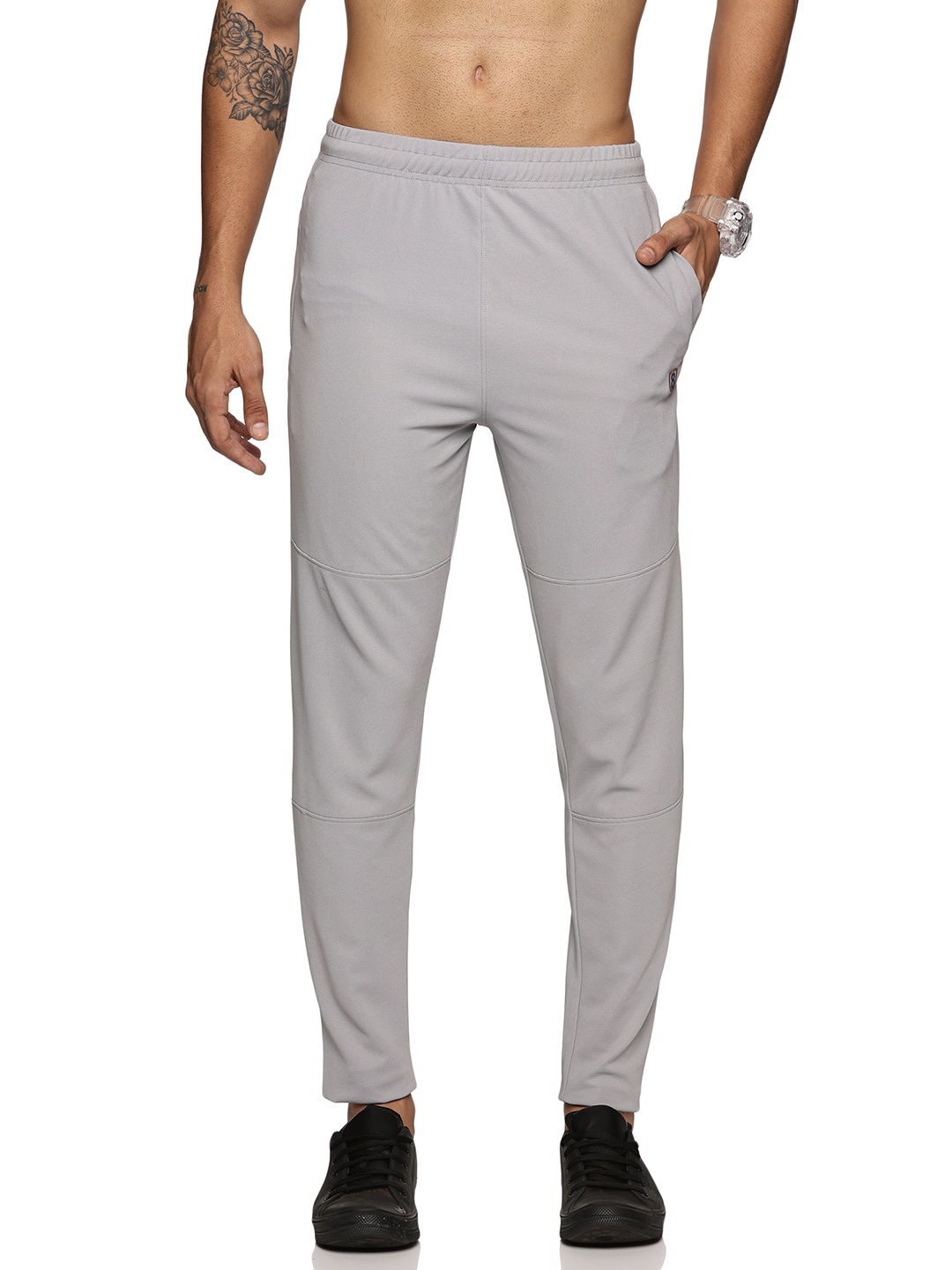 

DOMIN8 Men Slim-Fit Mid Rise Track Pants, Grey