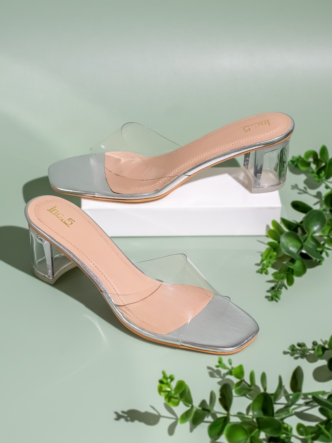 

Inc 5 Women Block Casual Transparent Open toe Block Heel Mules