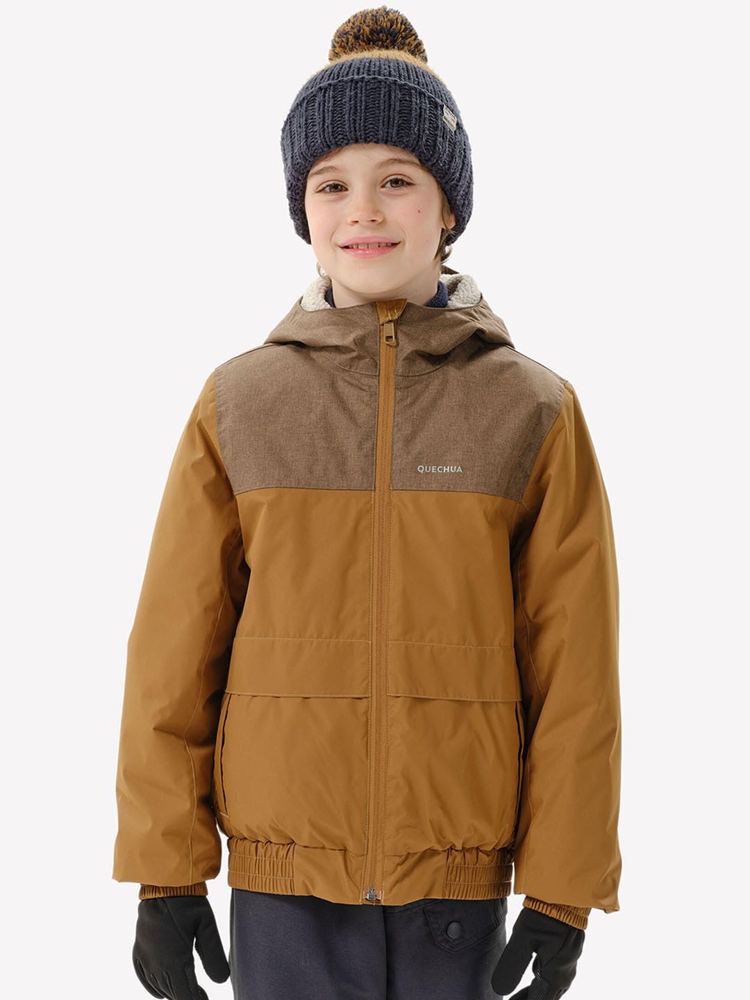 

Quechua By Decathlon Boys Warm & Waterproof Winter Snow Hiking Jacket, Brown