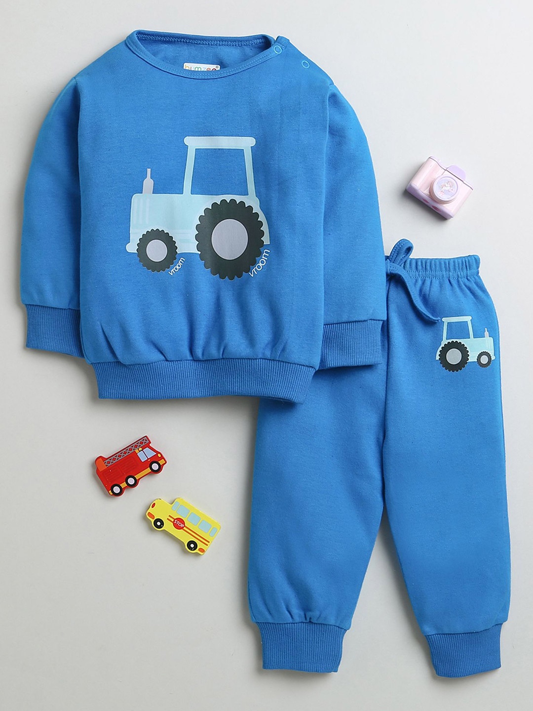 

BUMZEE Boys Printed T-shirt with Pyjamas, Blue