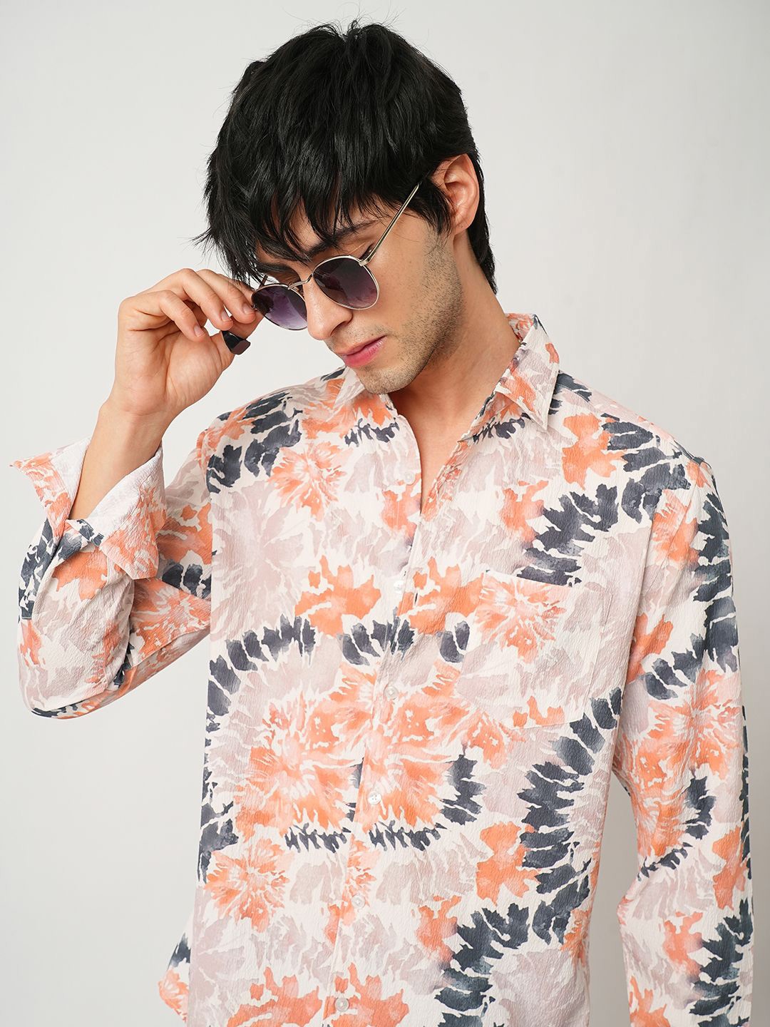 

VASTRADO Men Classic Spread Collar Abstract Printed Slim Fit Casual Shirt, Rust