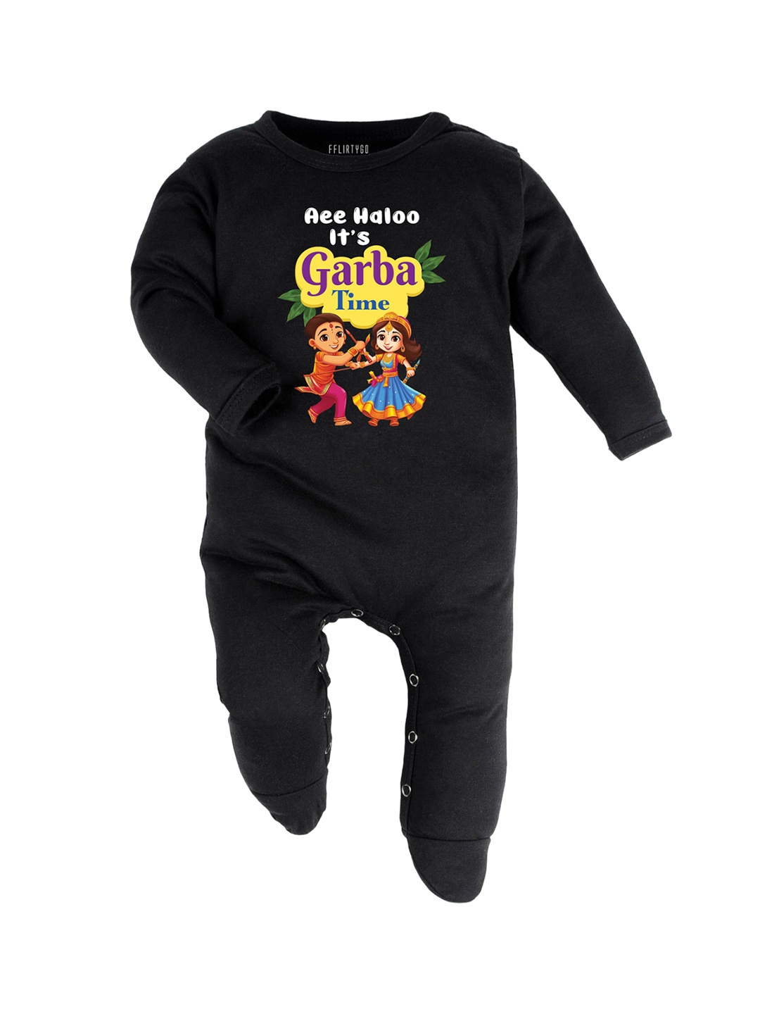 

FFLIRTYGO Infants Printed Sleepsuit, Black