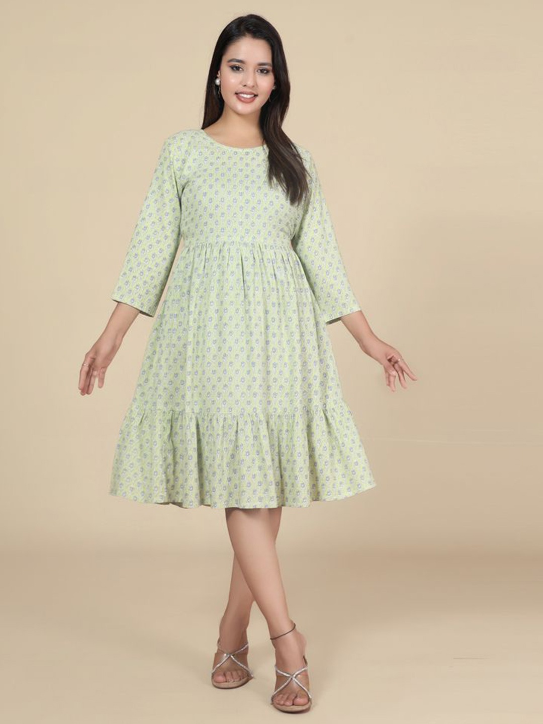 

HERE&NOW Women Floral Print A-Line Dress, Green