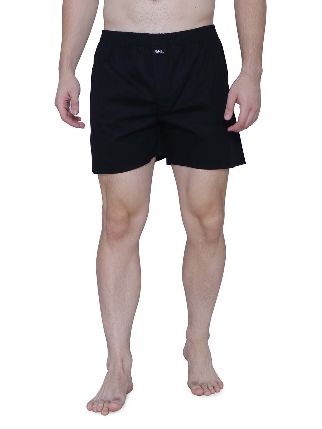 

RENZ Men Cotton Solid Boxers RBX2106_M, Black