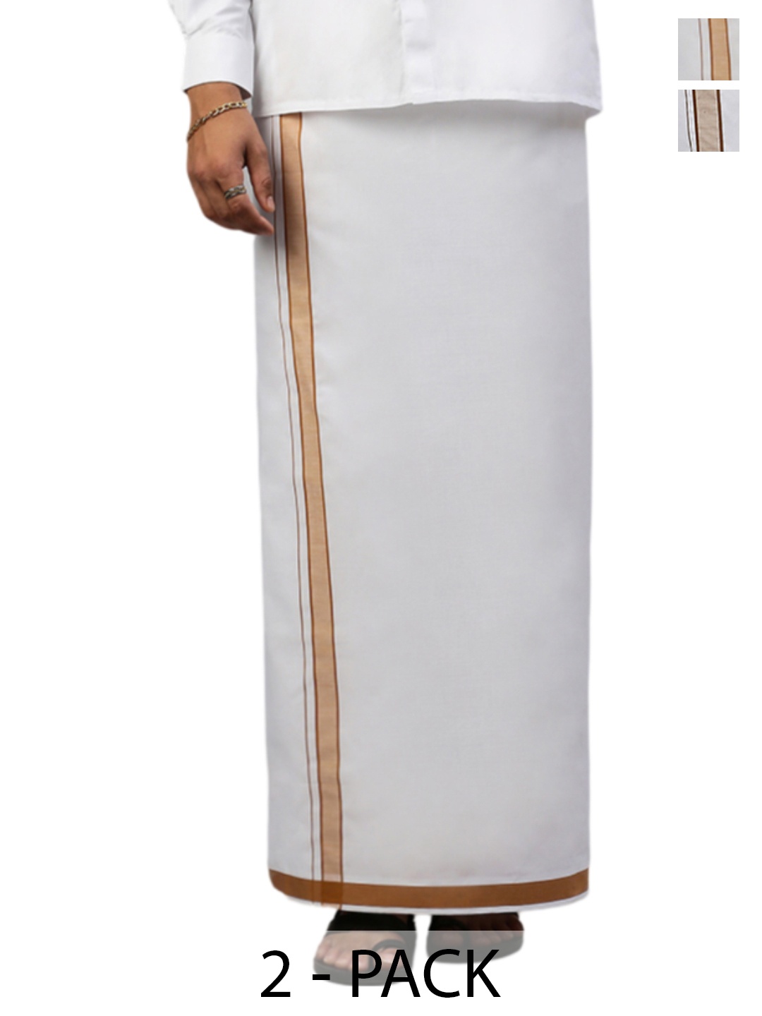 

Ramraj Men Pack Of 2 Solid Dhotis, White