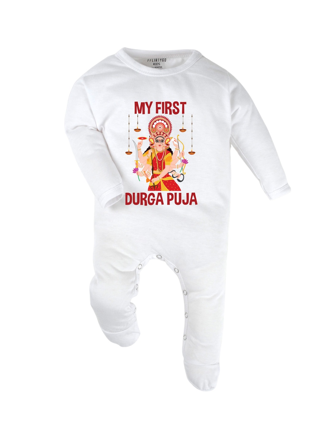 

FFLIRTYGO Infants Printed Cotton Sleepsuit, White