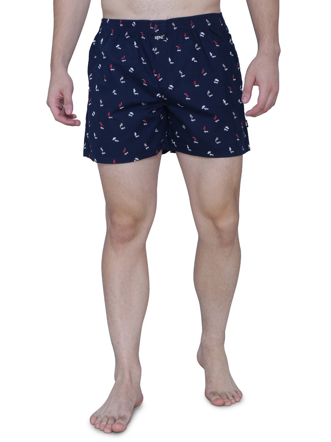 

RENZ Men Printed Pure Cotton Boxers RBX1010_M, Navy blue