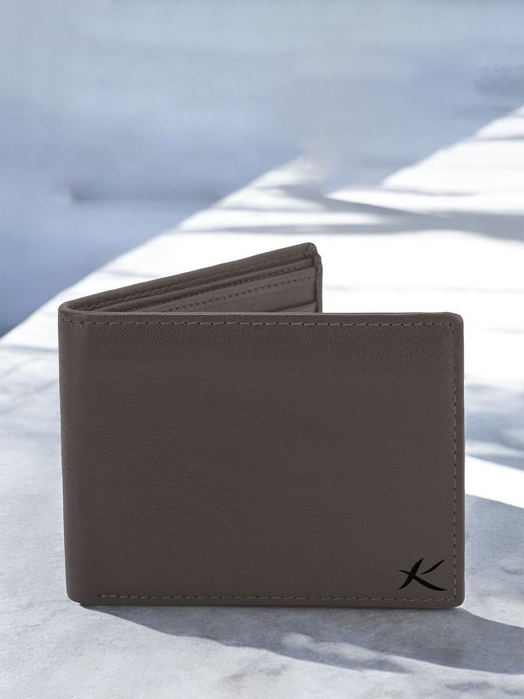 

Kastner Men Textured Cut Work Leather Two Fold Wallet, Brown