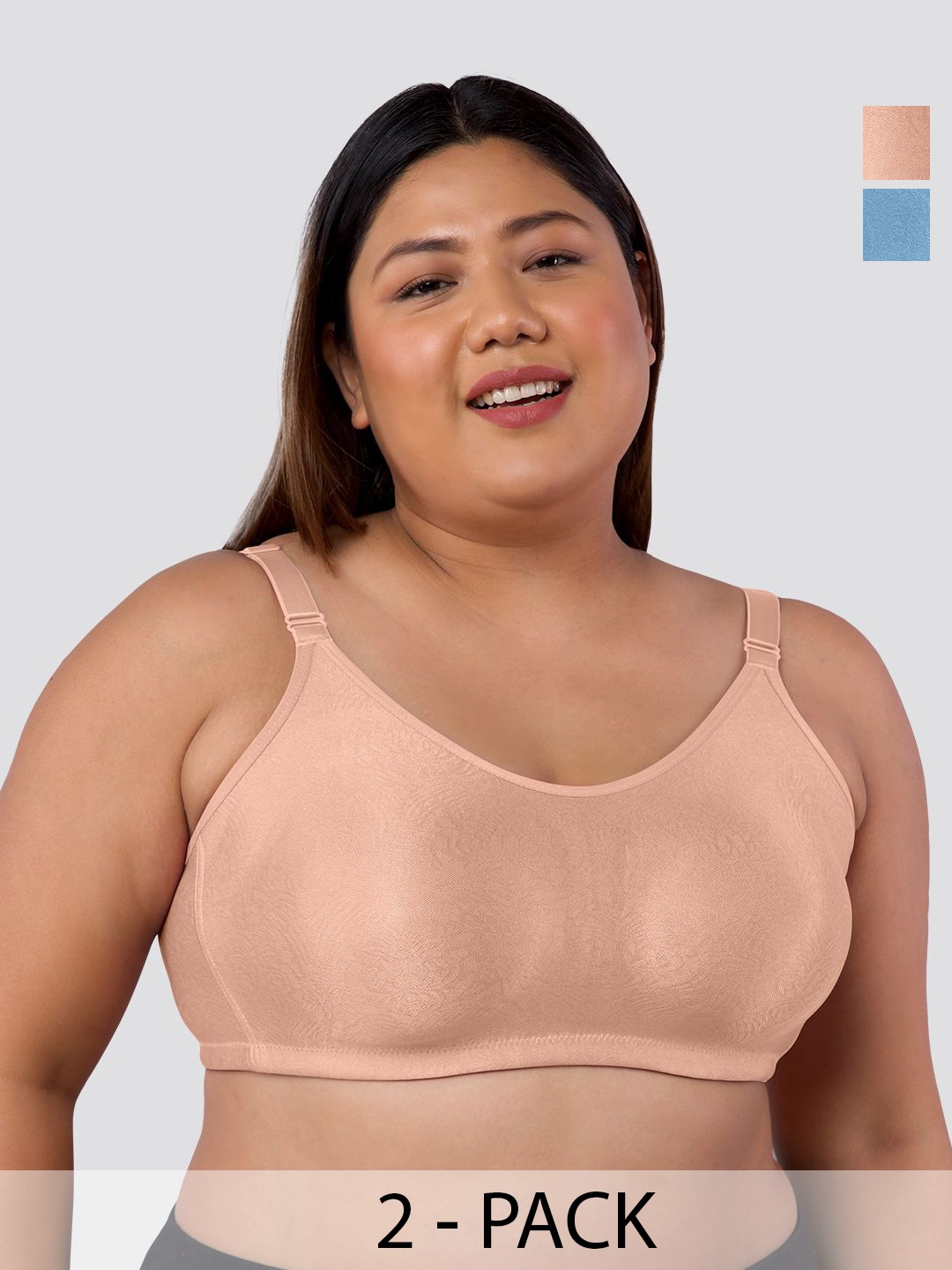 

MAASHIE Women Floral Bra Full Coverage, Peach