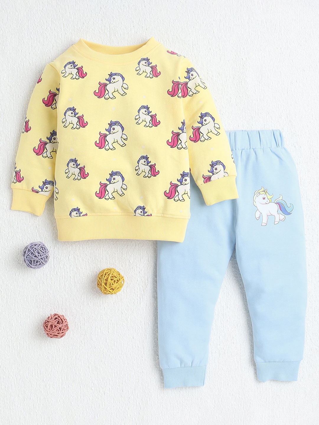 

BUMZEE Girls Printed T-shirt with Pyjamas, Yellow