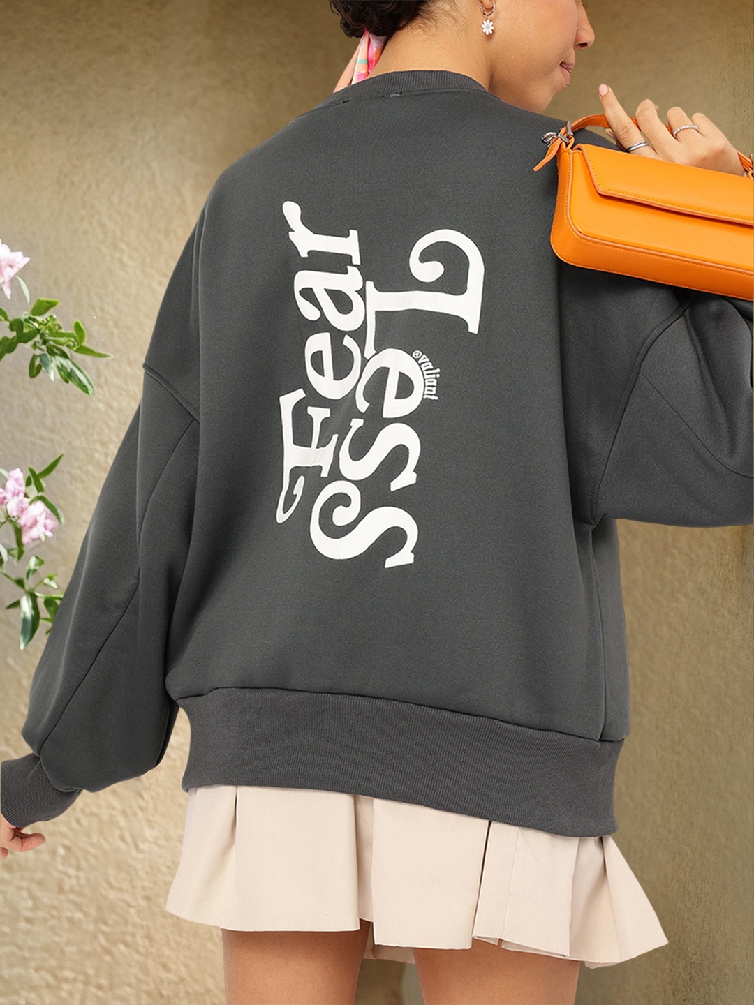 

DressBerry Urban Chic Printed Oversized Sweatshirt, Charcoal