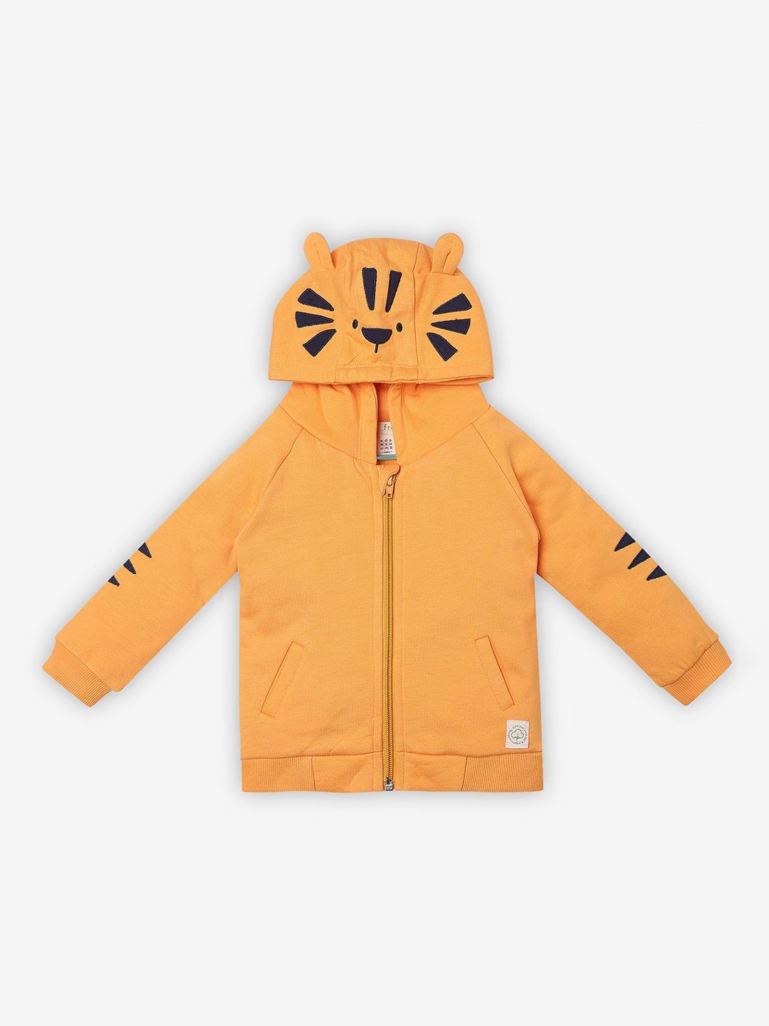 

Ed-a-Mamma Baby Kids Hooded Open Front Jacket with Patchwork, Orange