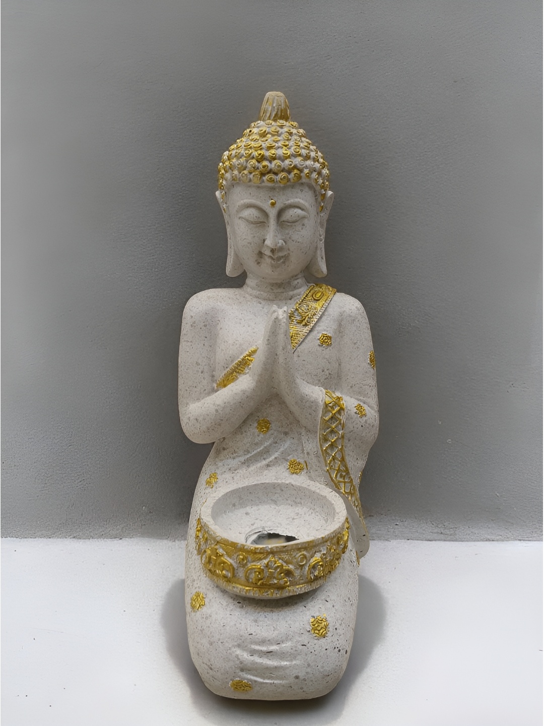 

SANKALAN CREATIONS Gold-Toned & White Buddha Idol Showpiece