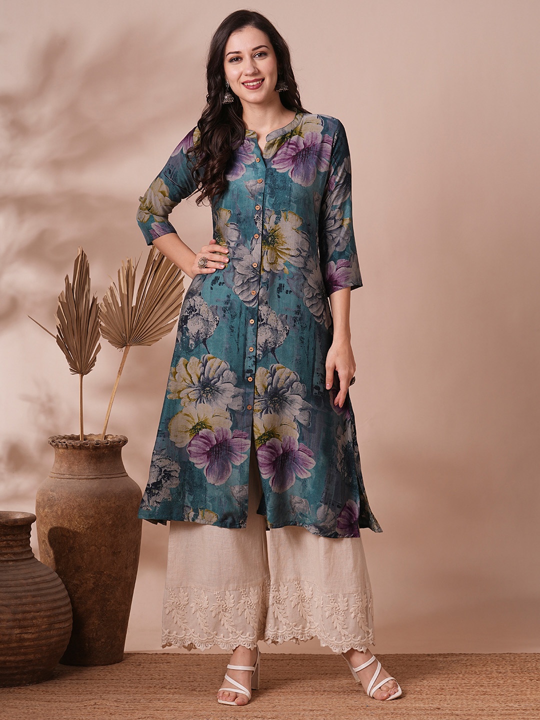 

FASHOR Women Printed Kurta, Blue