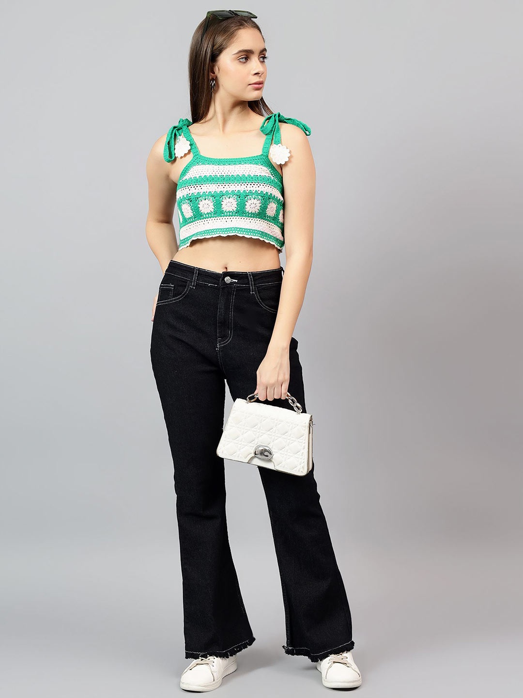 

Kotty Embellished Cotton Crop Top, Multi