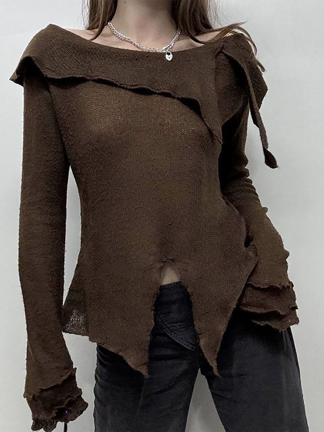 

StyleCast x Revolte Women Solid Boat Neck Top, Brown