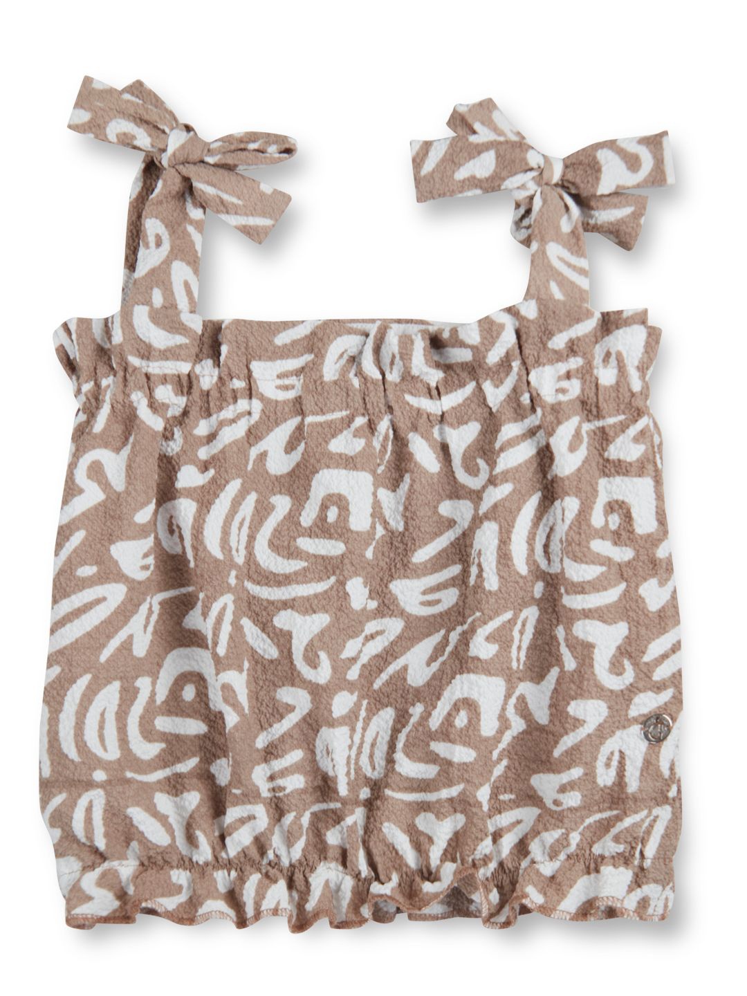 

Gini and Jony Girls Abstract Printed Shoulder Straps Cotton Top, Brown