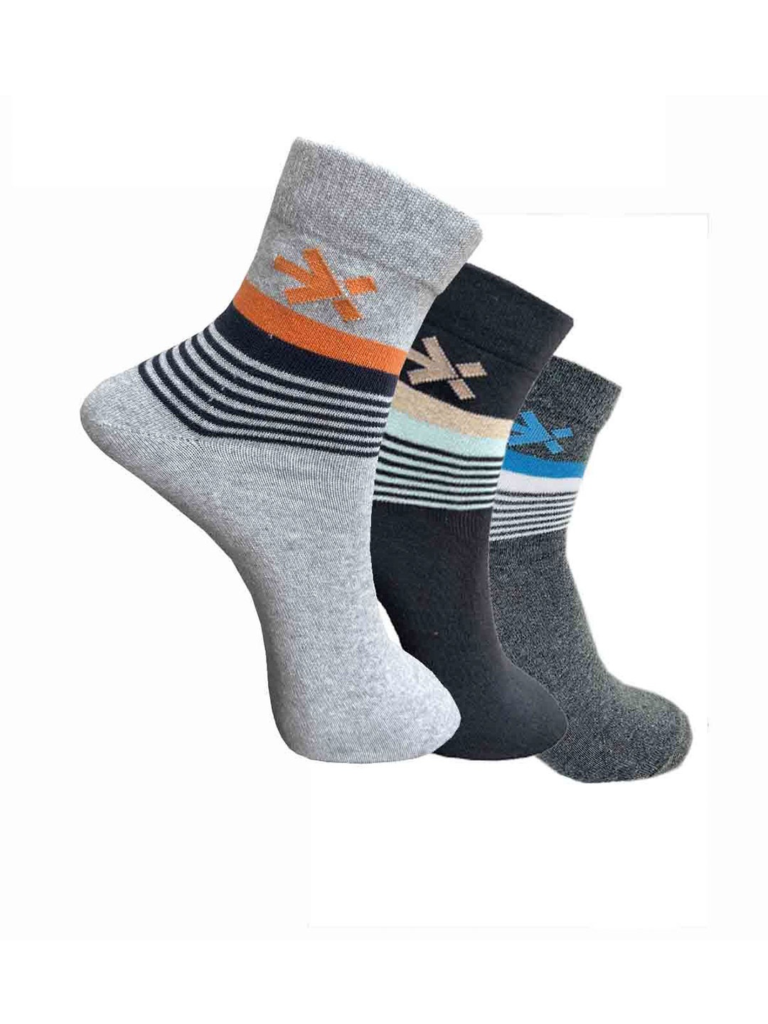 

HRX by Hrithik Roshan Unisex Pack Of 3 Striped Ankle-Length Sports Socks, Grey