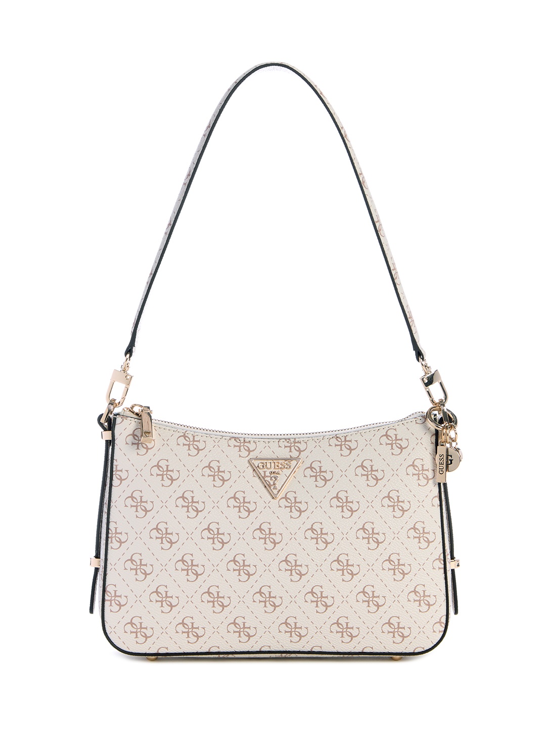 

GUESS Women Printed PU Structured Shoulder Bag, Cream