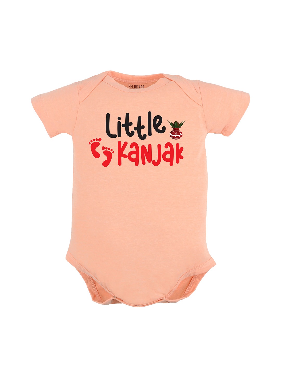 

FFLIRTYGO Infants Printed Pure Cotton Bodysuit, Peach