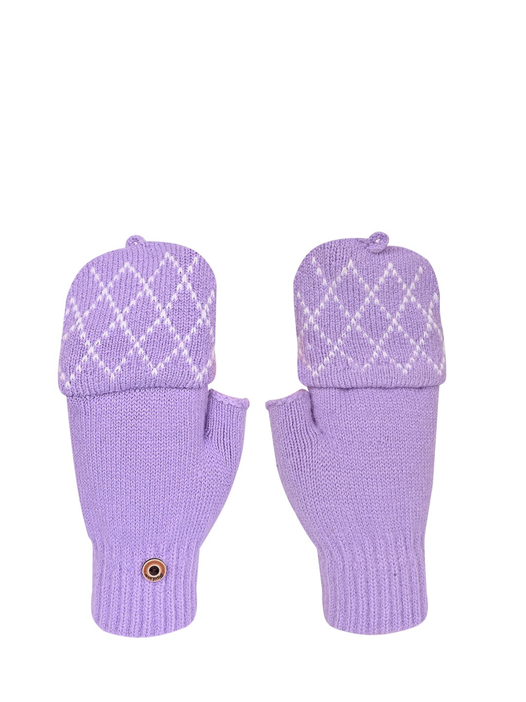 

LOOM LEGACY Women Striped Acrylic Fingerless Gloves, Purple