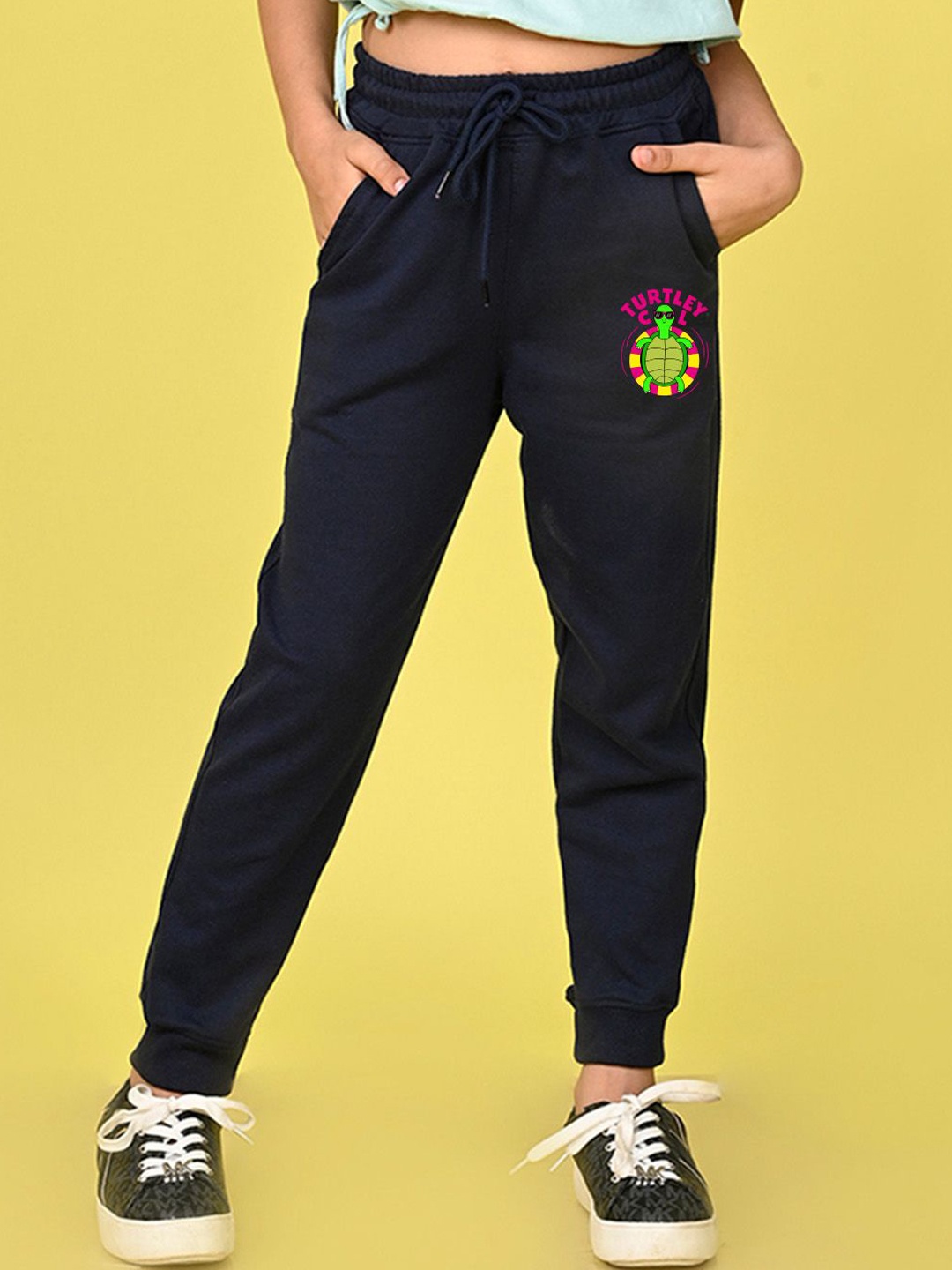 

NUSYL Girls Mid Rise Joggers BLENDED, Navy blue