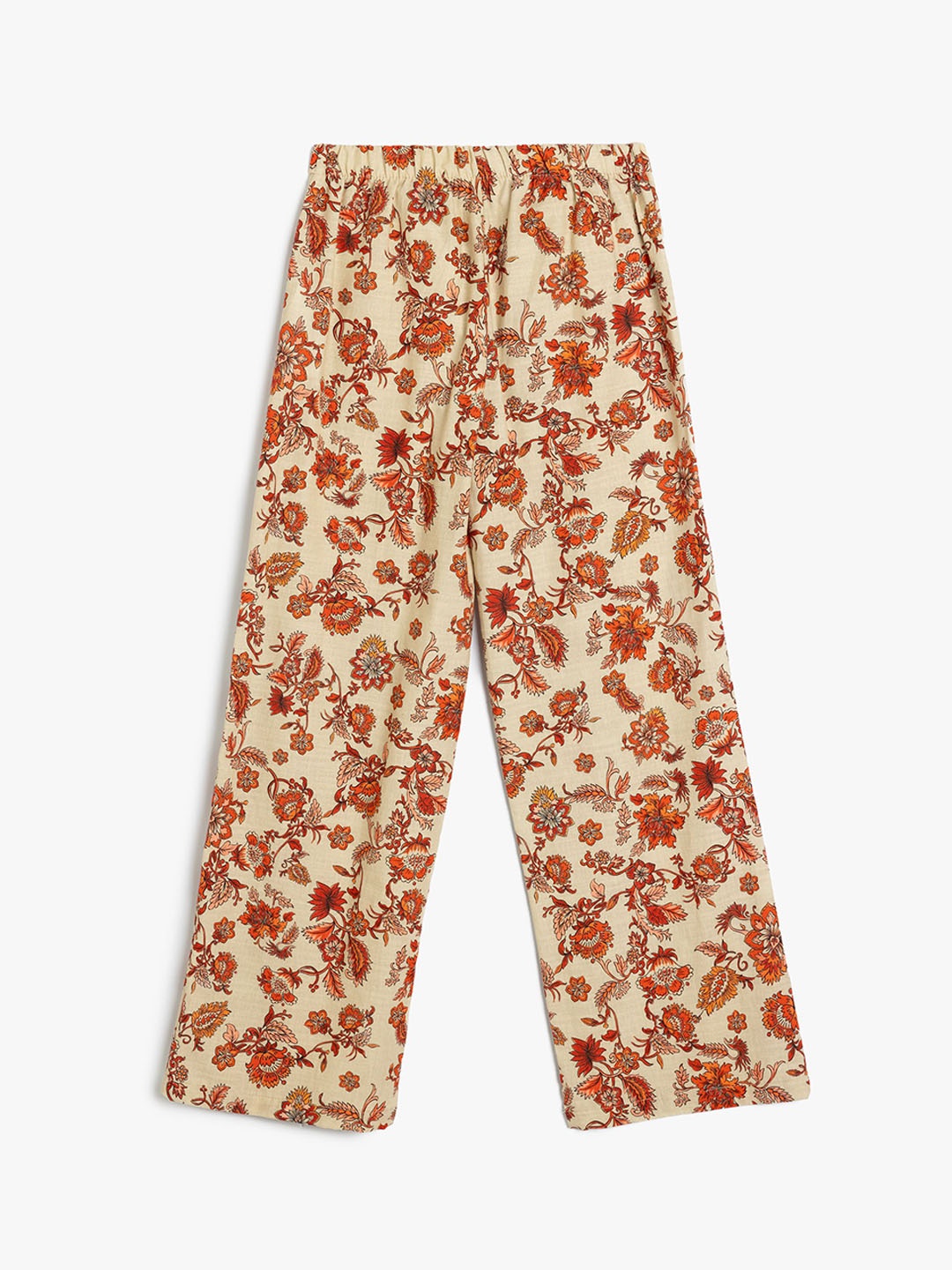 

Koton Girls Floral Printed Mid-Rise Trousers, Beige