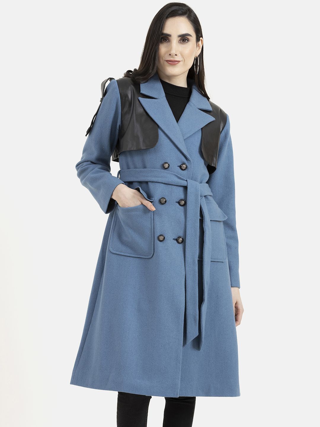 

Owncraft Double Breasted Wool Trench Coat, Turquoise blue