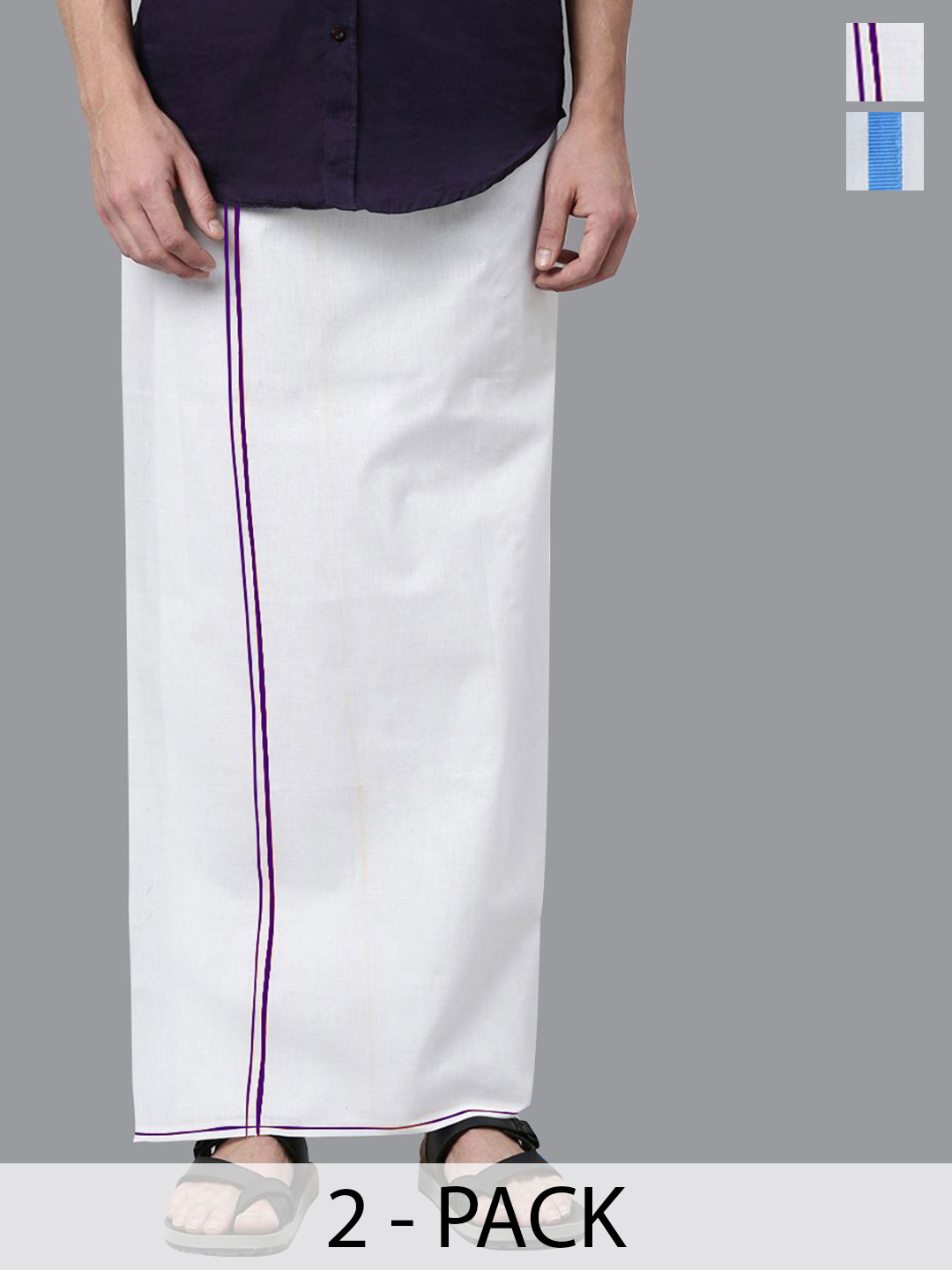 

WHITE HEART Men Pack of 2 Pure Cotton Dhotis