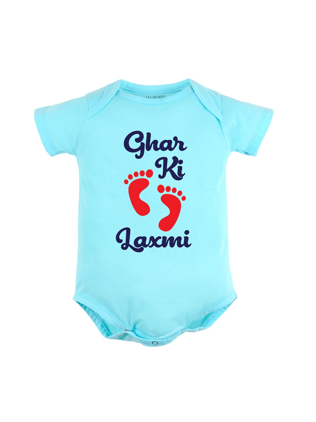 

FFLIRTYGO Infants Printed Pure Cotton Bodysuit, Turquoise blue