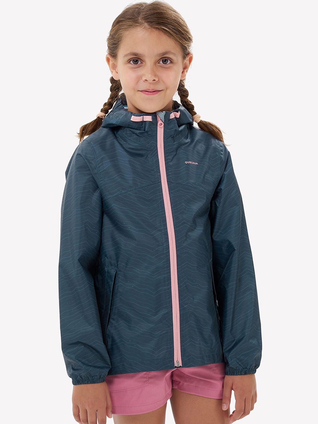 

Quechua By Decathlon Girls Printed Waterproof Rain Jacket, Blue