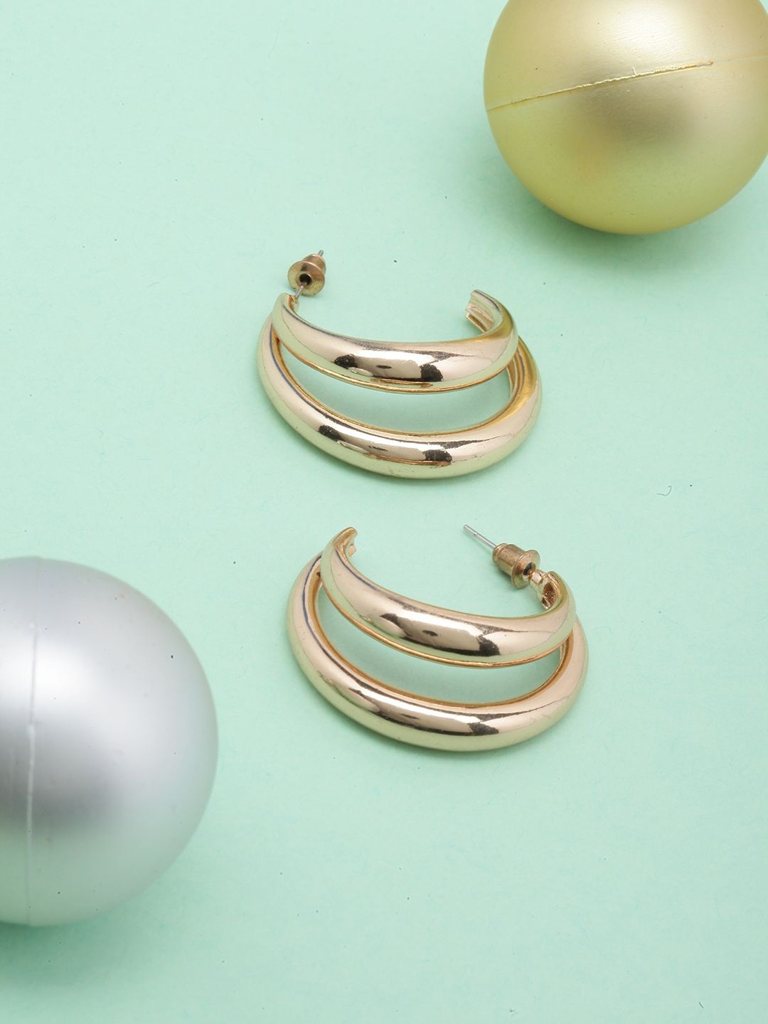 

KPOP Circular Drop Earrings, Gold