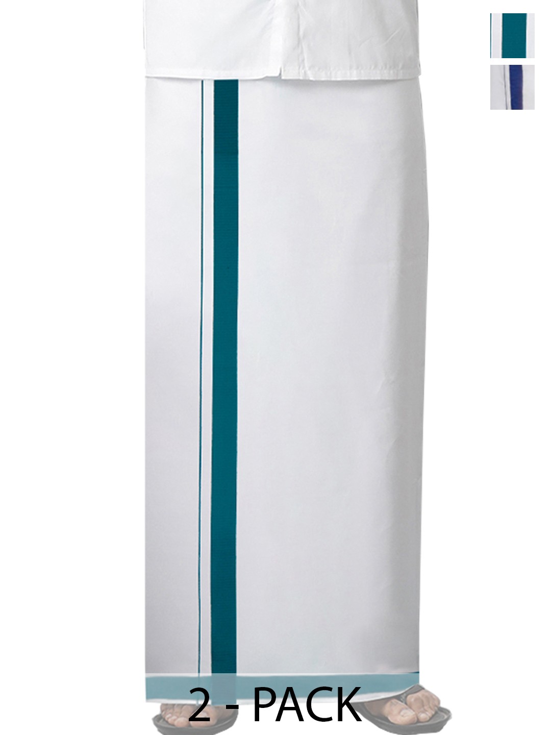 

Ramraj Men Pack Of 2 Dhotis with Border, White