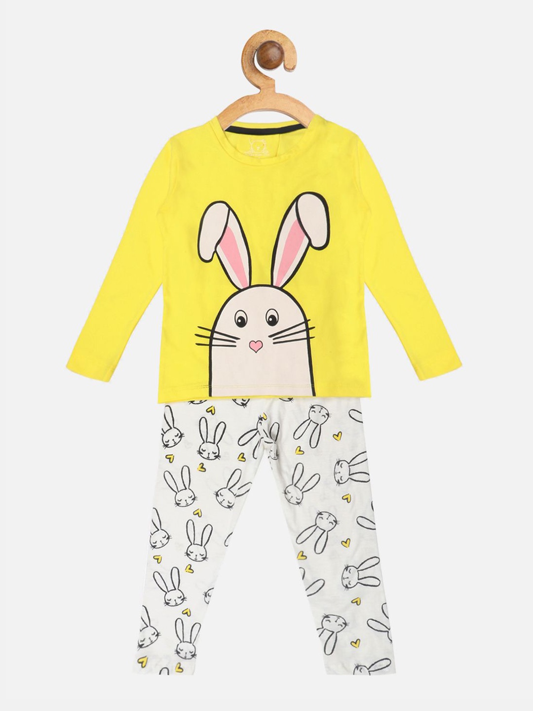 

YK Girls Printed Night suit, Yellow