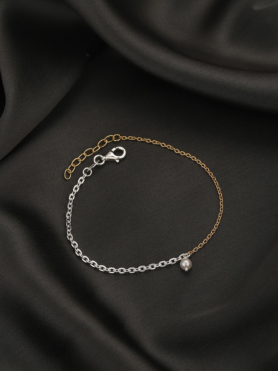 

House of Pataudi Gold-Plated 925 Sterling Silver Pearls Link Bracelet